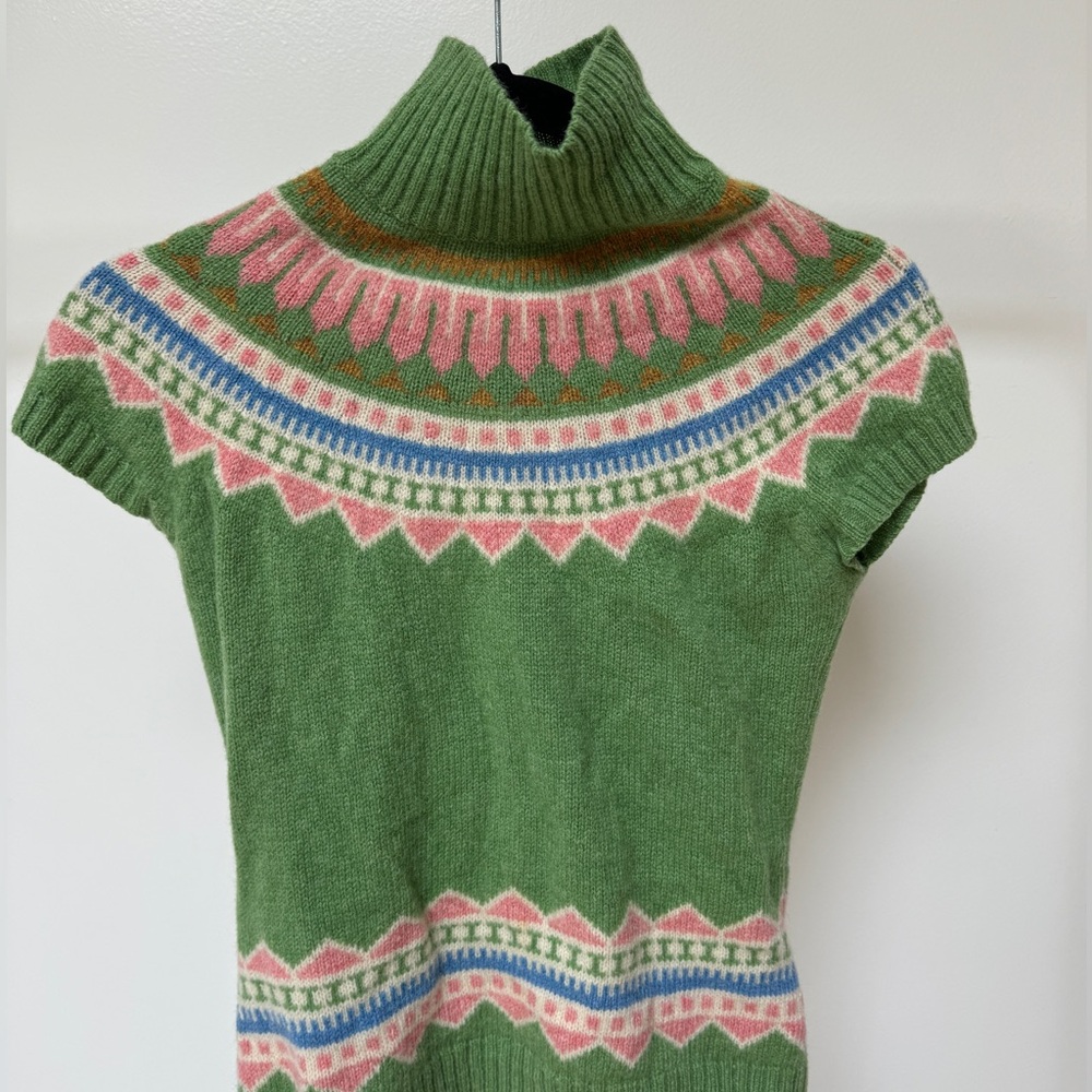 Paul Smith Green and Pink Cowl Neck Sweater